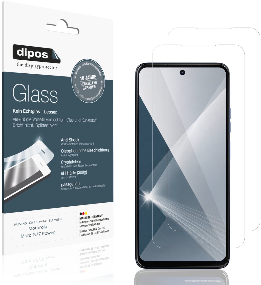 dipos – 2x Pantserfolie geschikt voor Motorola Moto G77 Power | 9H Screenprotector