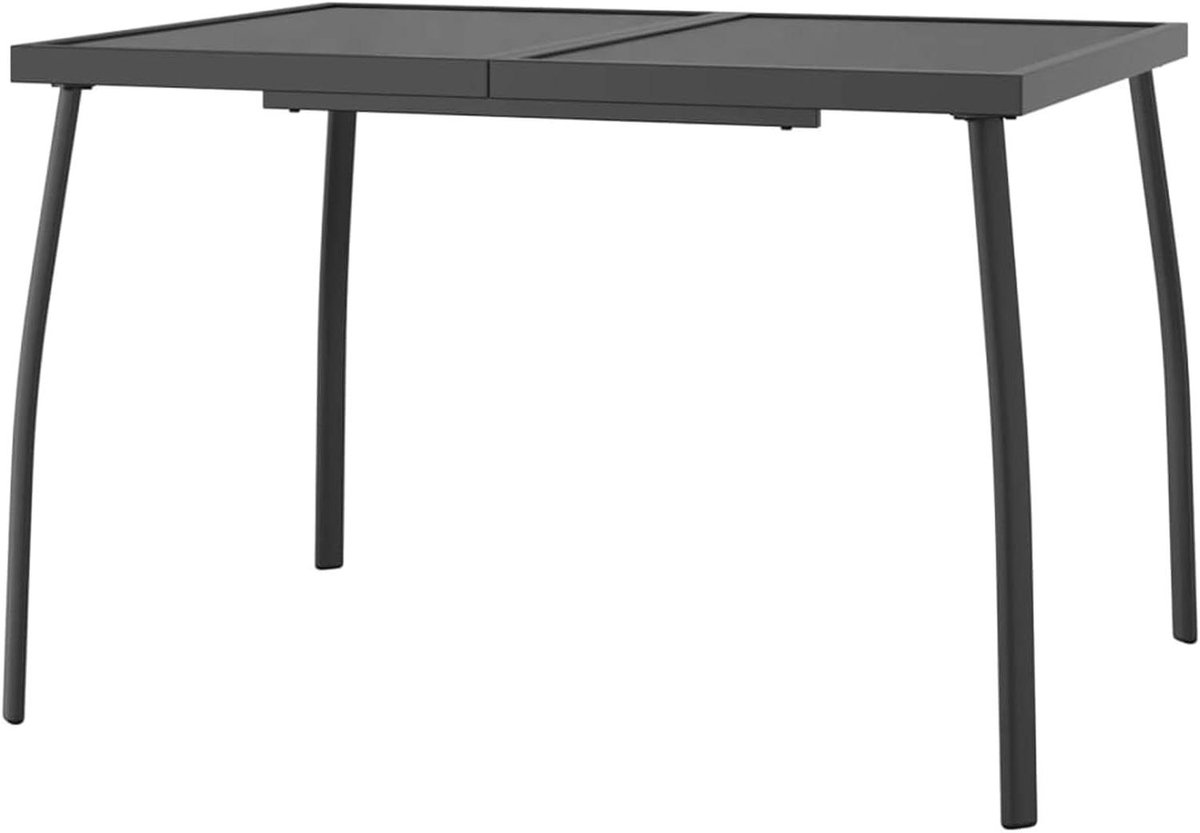 Tuintafel - Eettafel Balkontafel - Buiten dineren - Stalen rooster blad - 110 x 80 x 72 cm - Antraciet