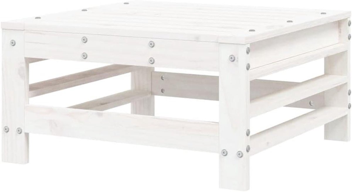 Tuintafelkruk Grenenhout - Houten Kruk Bijzettafel - Buiten Zitten - Lattenlook Design - 57.5 x 57.5 x 30 cm - Wit