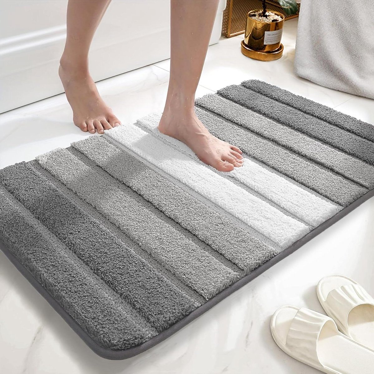 Extra Grote Microvezel Badmat - Super Absorberend Badkamer Tapijt (60x120 cm) Grijs