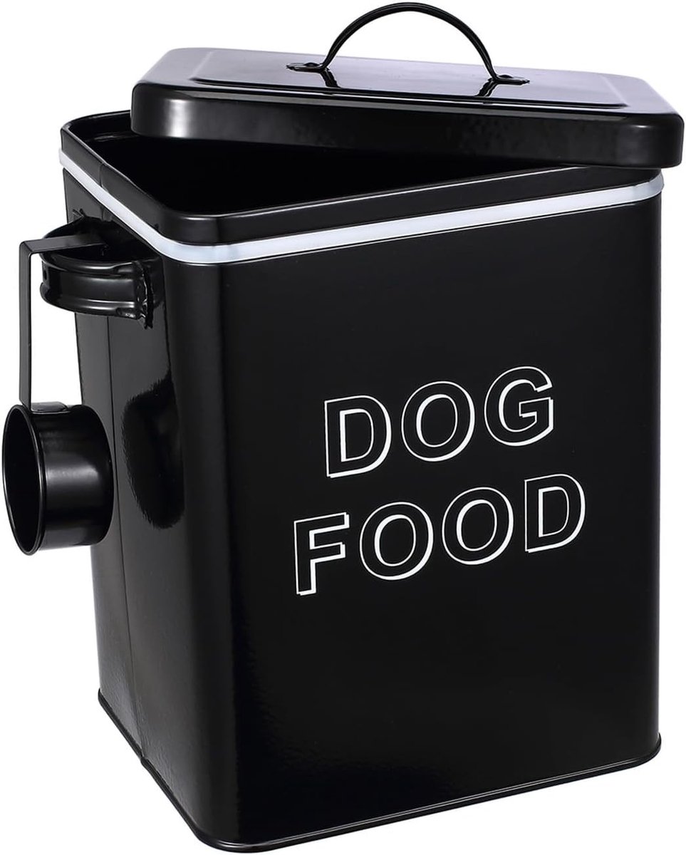 Houdbare Voedselcontainer voor Honden, 5 Liter, Luchtdicht, Met Deksel en Maatlepel, Ideaal voor Hondenvoer en Snacks