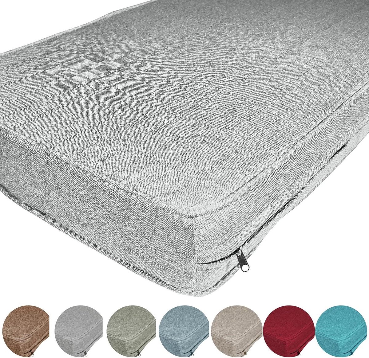 Bankkussen Linnen - Kussen Bank - Buiten Zitten - Waterdicht Vuilafstotend - 80x80x8 cm - Beige