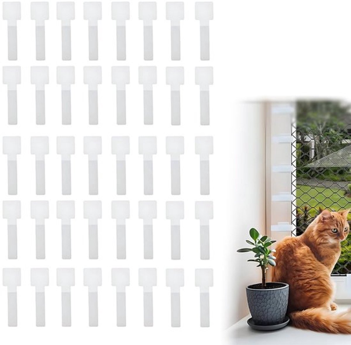 Kattennet voor balkon - Bescherming voor katten - 40 stuks - Weerbestendig