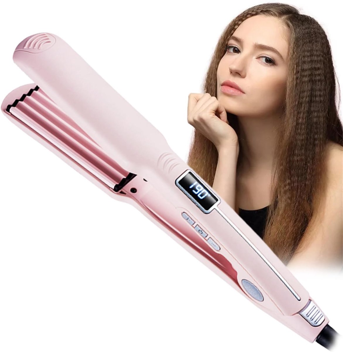 QTTVBTNA -Haar Crimper - Haar Plooitang - Professionele Styling Tool - 13 Temperatuurstanden Met LED Scherm - Keramische Platen - Draaibaar Snoer Voor Gemak - Ideaal Voor Reizen En Thuisgebruik - 1 Stuk