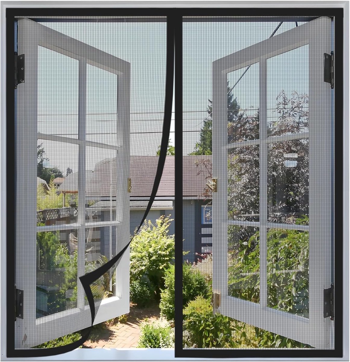 VHV Magnetische Raamhor 120 x 140 cm - Zelfsluitend Insectengaas met Middenmagneet - Hor voor Ramen met Klittenband - Fijnmazig Muggenhor - Zwart