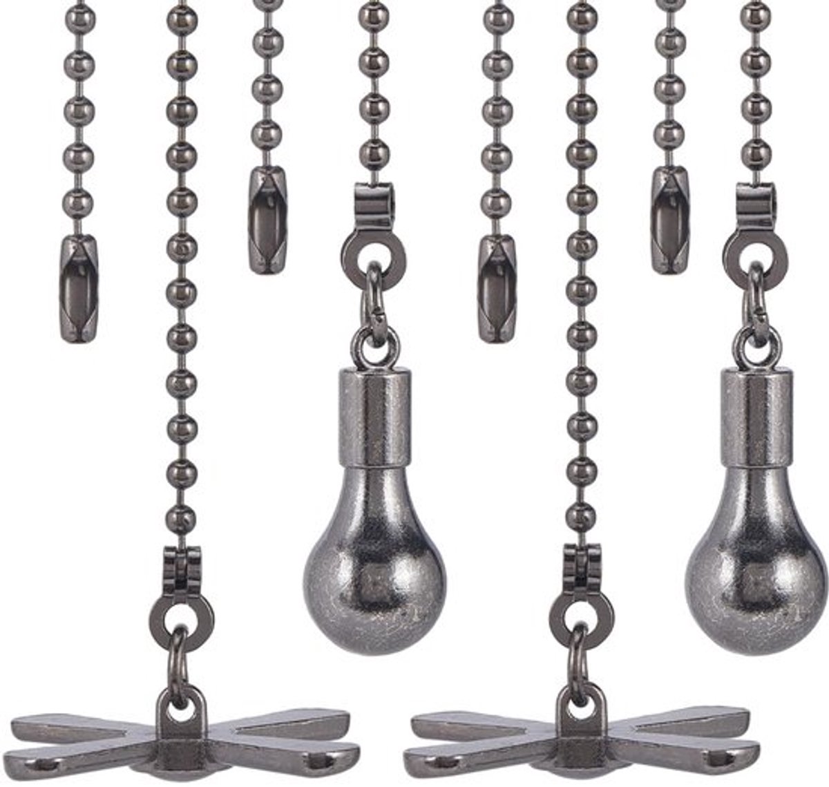 x Trekkoordverlenging voor plafondventilator, matte decoratieve lamp en ventilatorlampset met trekkoordhangerornament zwart