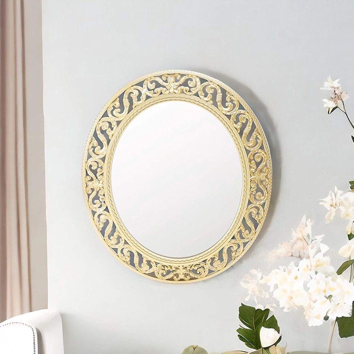 Ovale Wandspiegel voor Badkamer, Woonkamer en Slaapkamer - Decoratieve Make-up Spiegel voor Thuisgebruik