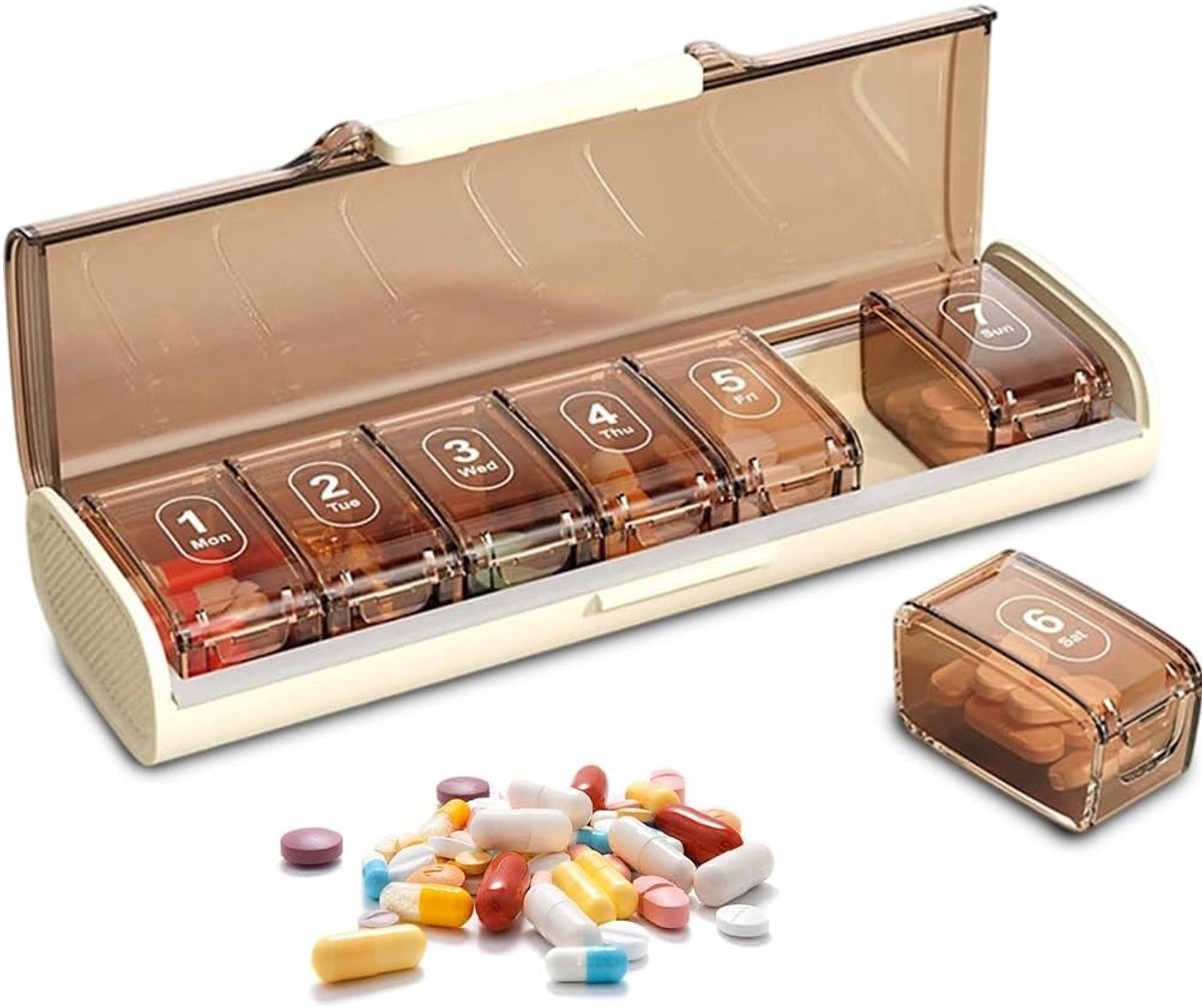 Tablettenbox voor 7 dagen, pillendoos met 7 vakken voor medicijnen, vitaminen en supplementen, BPA-vrij en draagbaar, ideaal voor dagelijks gebruik en organisatie