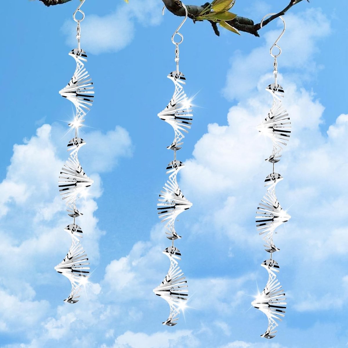 Set van 3 Reflecterende Windspelletjes voor Vogels - Effectieve Vogelafschrikker voor Balkon en Tuin, Decoratieve Hangers tegen Duiven en Pigeons