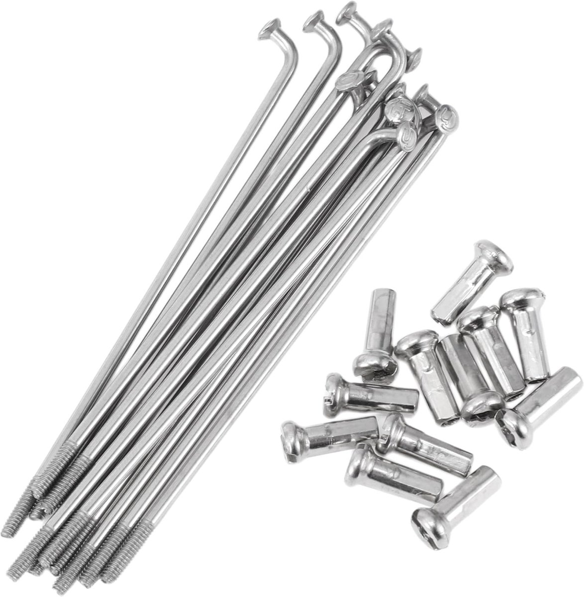 Set van 12 stuks 14G fietsspeken van 76 mm - Rvs zilver voor duurzame fietsvelgen en reparaties