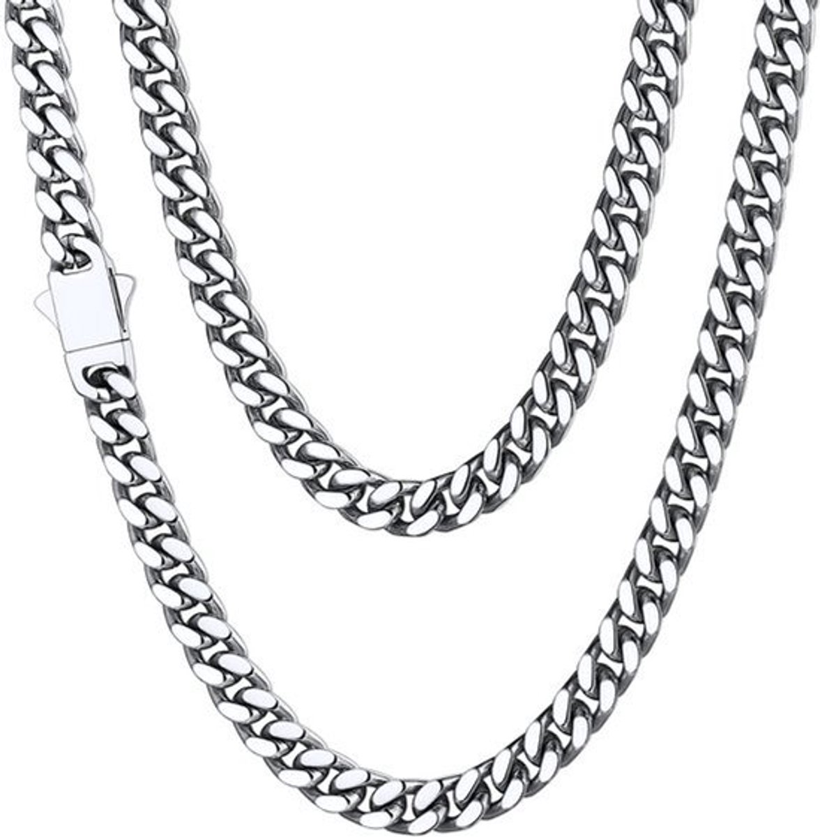 Cuban Chain - Rvs Kurbketting - Breedte 5 mm/7 mm/9 mm/12 mm - Lengte 46 cm/51 cm/56 cm/61 cm/66 cm/71 cm/76 cm
