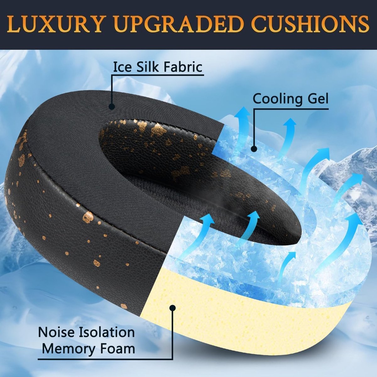 Verwisselbare Cooling Gel Oorkussens voor Gaming Headset, Ademend IJszijde Stof, Hoogwaardige Schuimvulling voor Comfort en Geluidisolatie