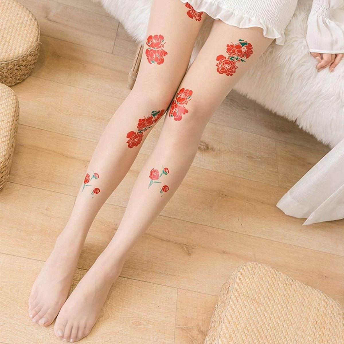 Ultra sheer dames panty’s met rozenpatroon - Rekbare, zachte leggings en kousen voor elke gelegenheid