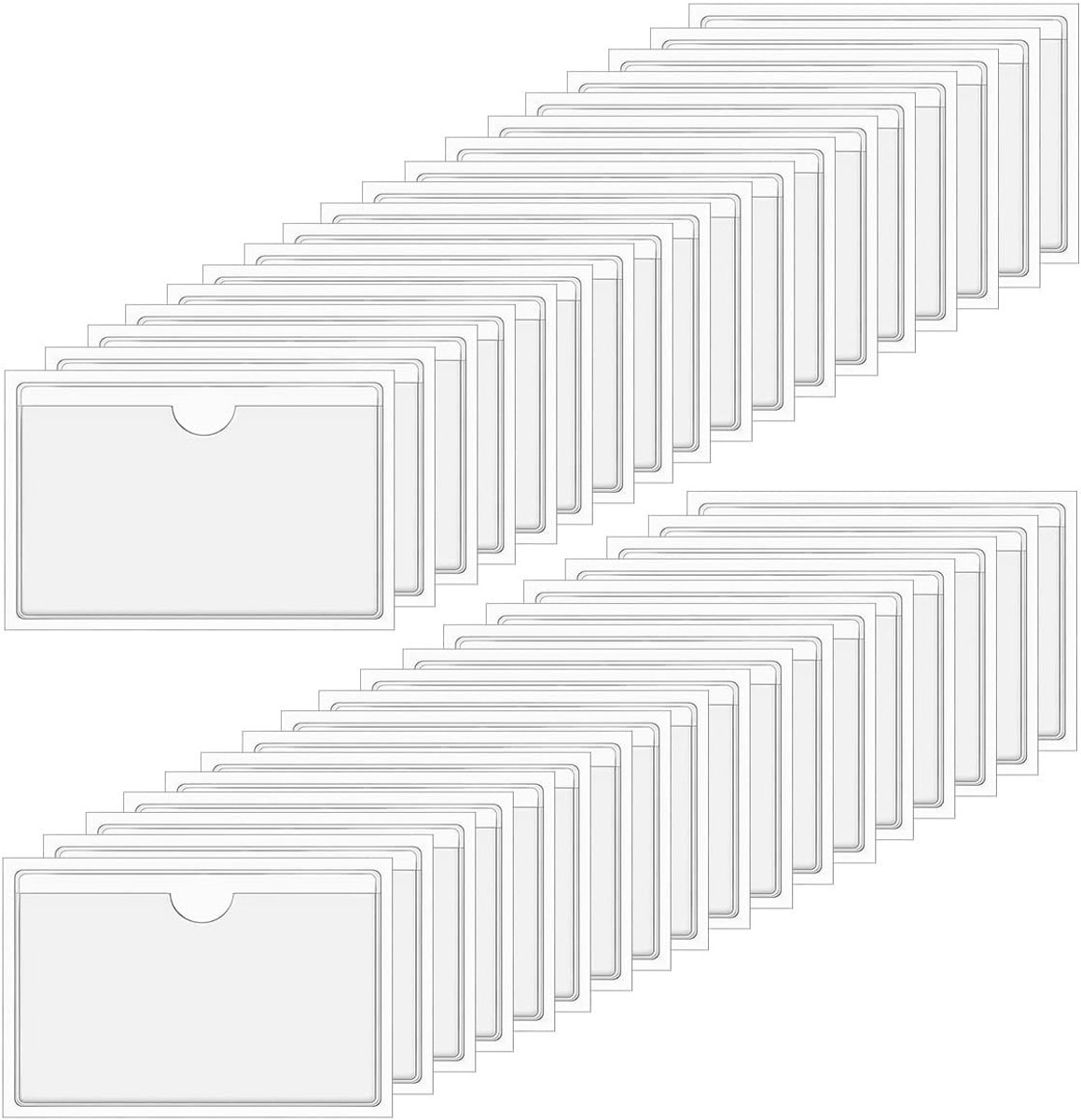 36 Stuks Zelfklevende Etikettenhouders voor Organisatie, 10 x 6 cm Visitekaartjeshoezen, Transparant voor Thuis, Kantoor en School, Ideaal voor Sorteren en Labelen