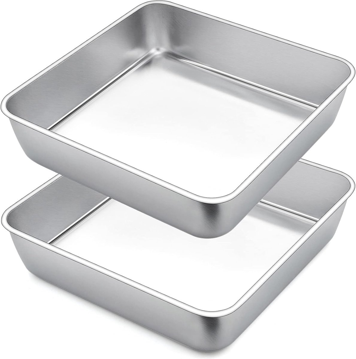 Set van 2 RVS Cakevormen voor Brownies en Lasagne, 23.5 x 23.5 x 5 cm, Gezond, Vaatwasserbestendig en Duurzaam