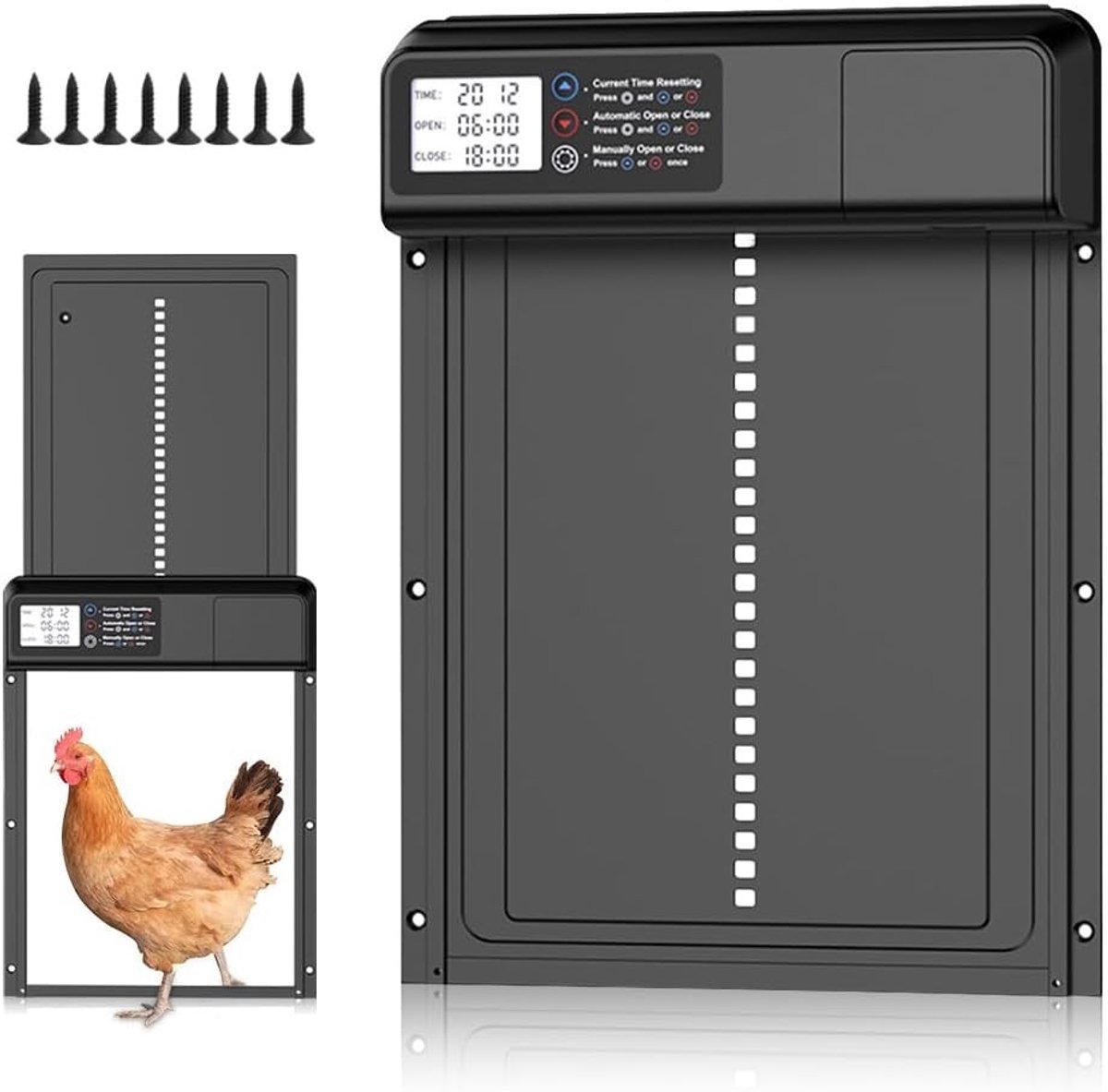 Automatische Kipdeur met Timer en LCD-scherm, Batterijgevoed en Waterdicht, Ideaal voor Kippenhokken en Dierenbescherming