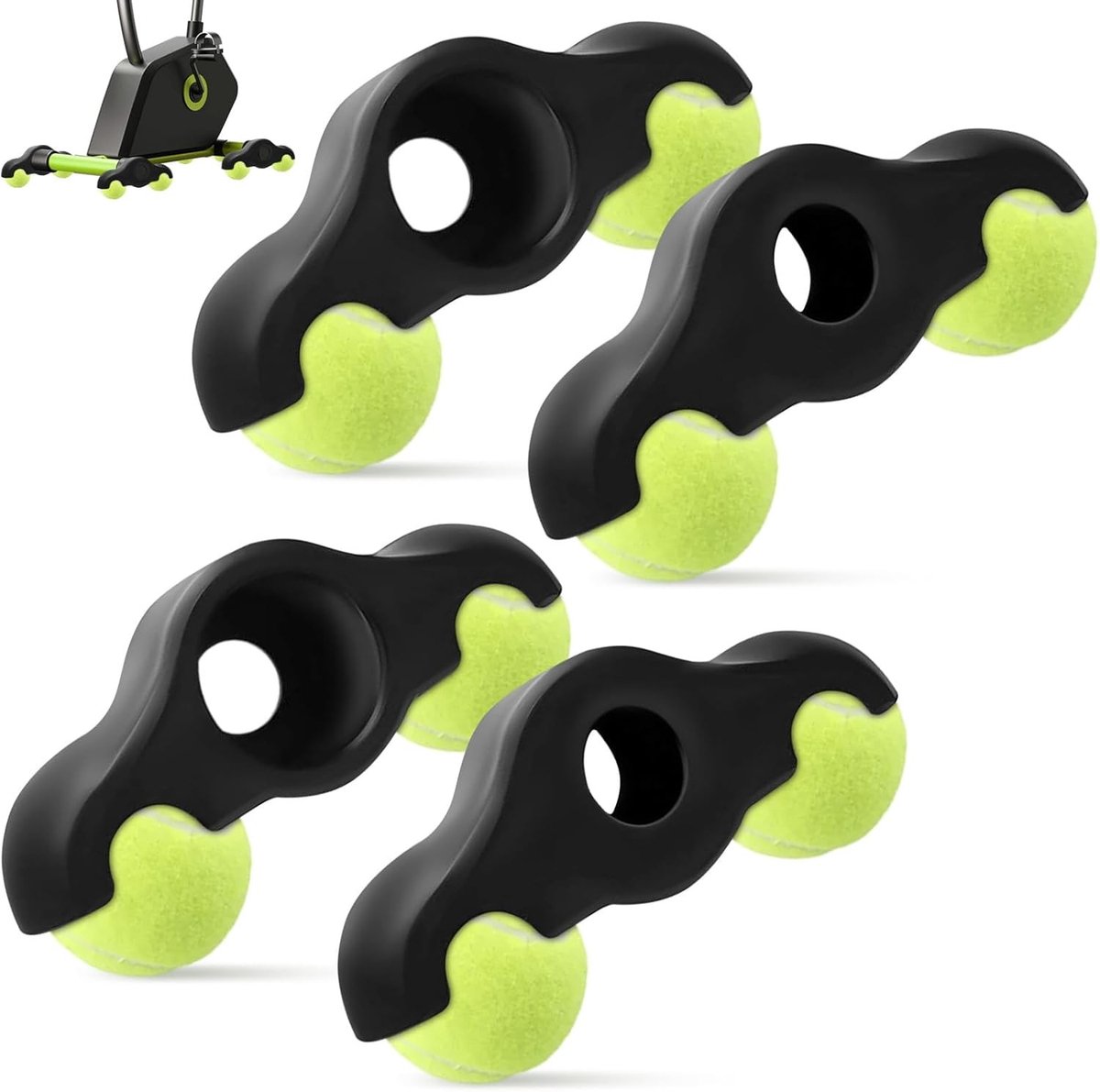 4 Rocker-plate Voeten met Tennisballen voor Indoor Fietsen, Draagbare Fietsvoetsteun Adapter voor Rollentraining