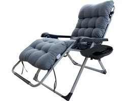 Ligstoel met kussen - Loungestoel relaxstoel - Buiten ontspannen - Extra dikke vulling - 72 cm breed - Lichtgrijs