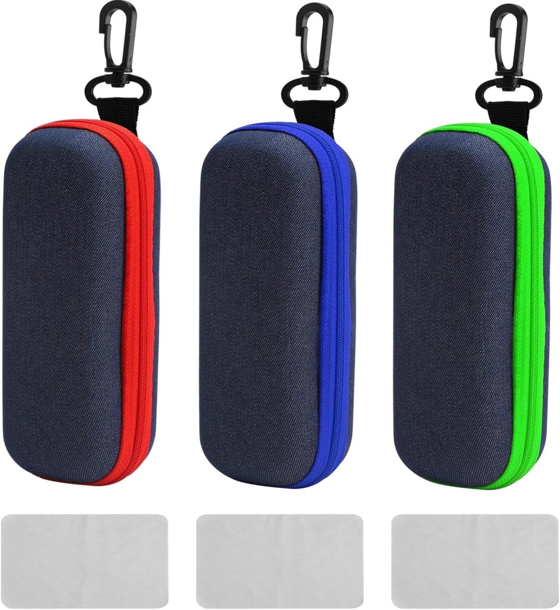 Set van 3 Denim Brillenhoezen - Stijlvolle Hardcase voor Zonnebrillen en Optische Brillen