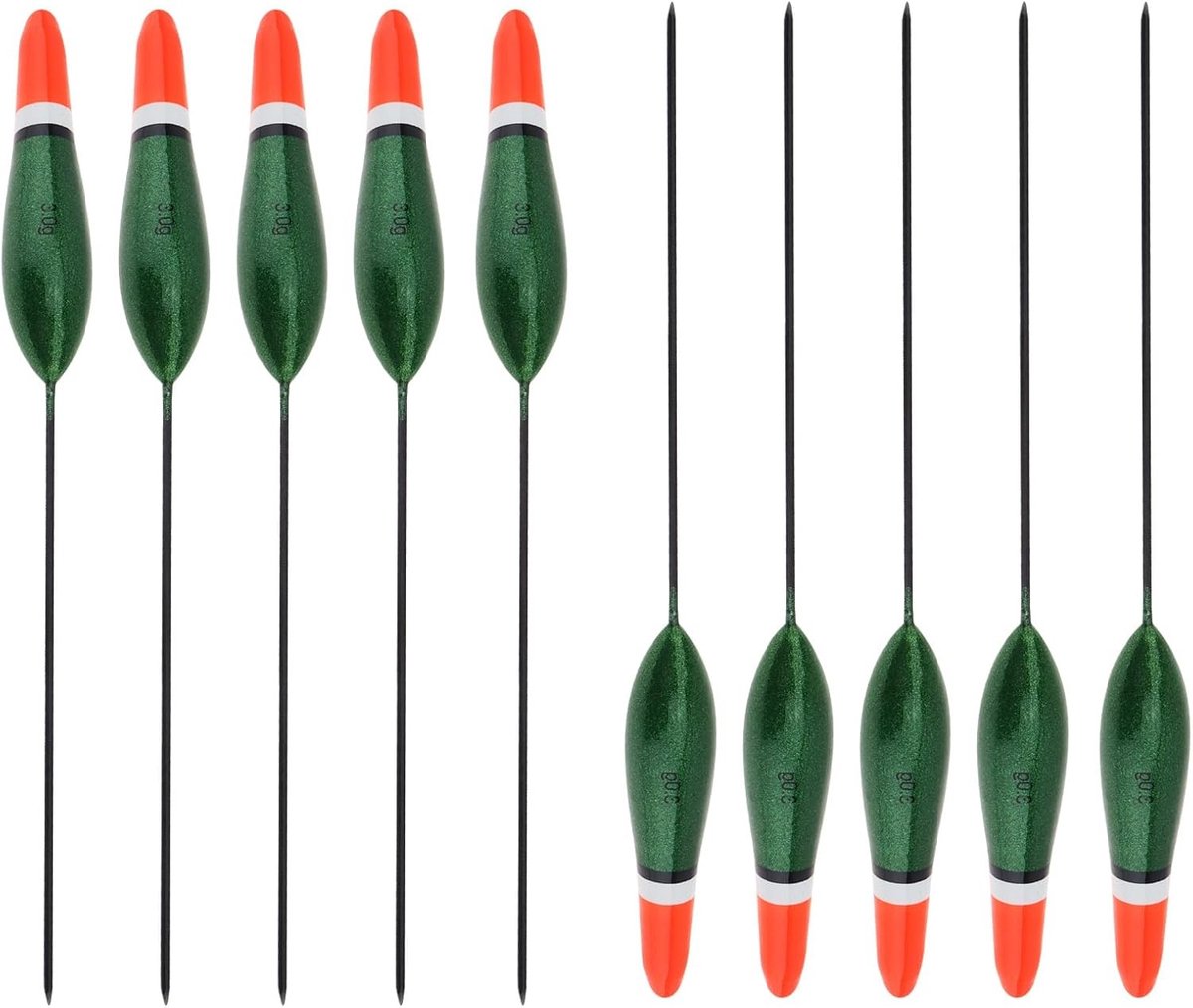 10 Stuks Vissersbobbers en Drijvers Set - Houten Vissersaccessoires voor Effectief Vissen en Aas Presentatie