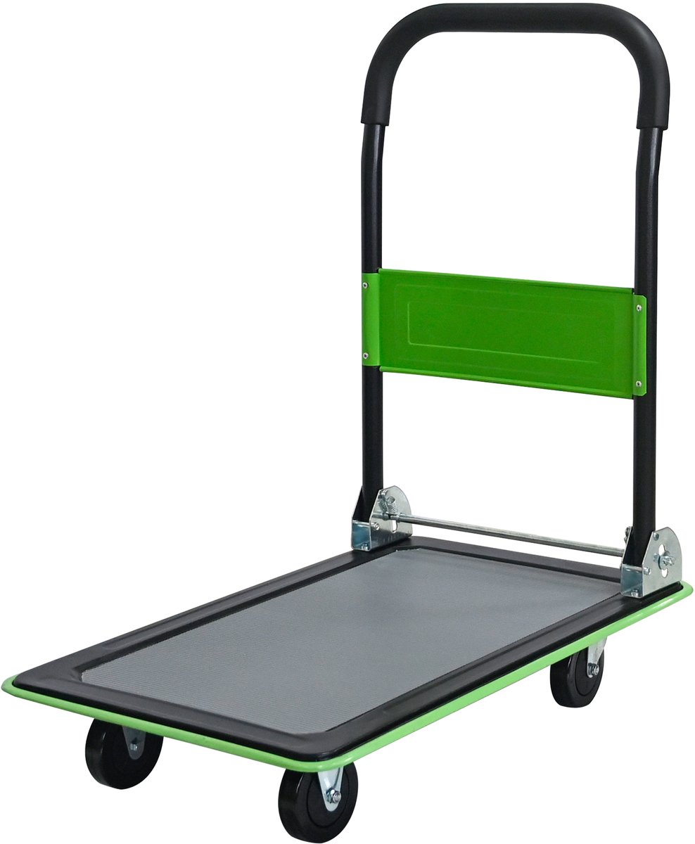 Zware platformwagen 150 kg - 360° draaibare zwenkwielen - Inklapbaar voor laden en opslag - Geschikt voor magazijn - Groene kleur - Stevige constructie