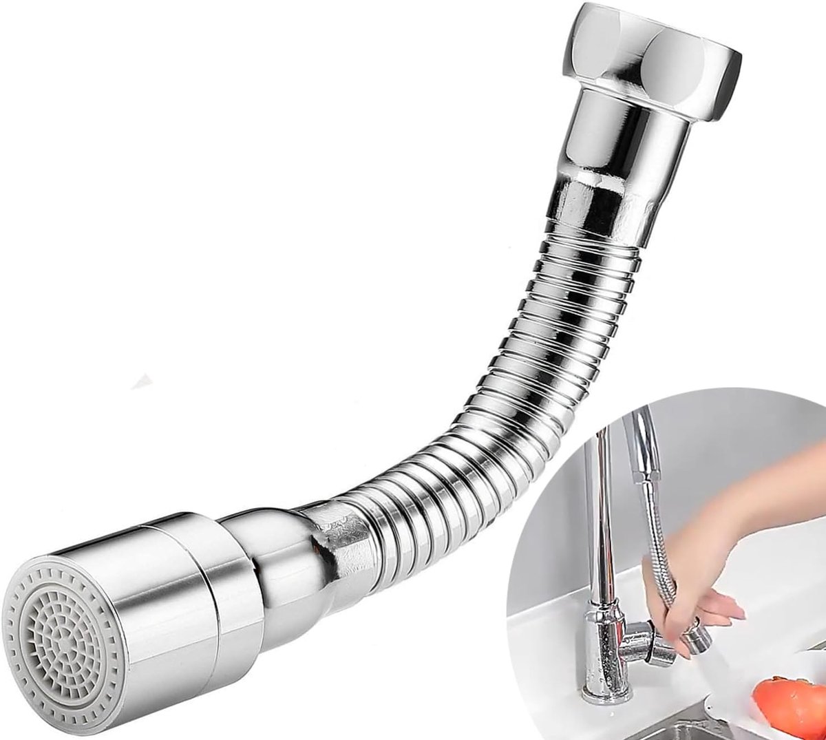 Tapextensie 14cm - 304 roestvrij staal - vaste oriëntatie - ideaal voor tandenpoetsen en gezicht wassen - SnelShoppen