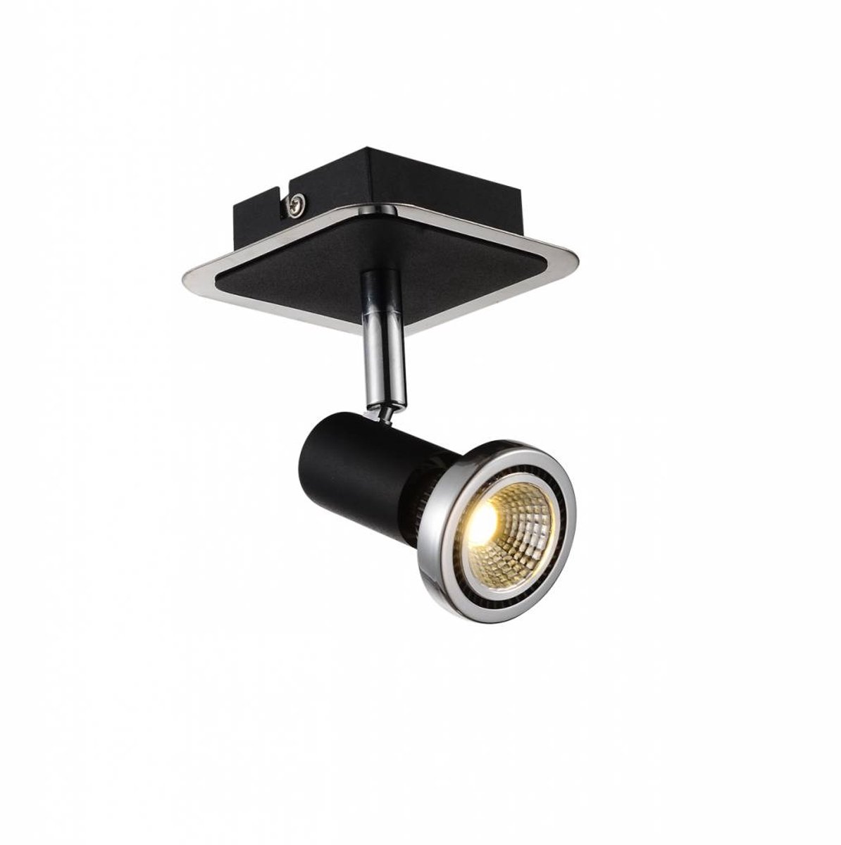 Xzibit plafondspot zwart-chroom, richtbaar, dimbaar, GU10 LED 5W, 3000K, 367 lumen, Ø100 x H105mm