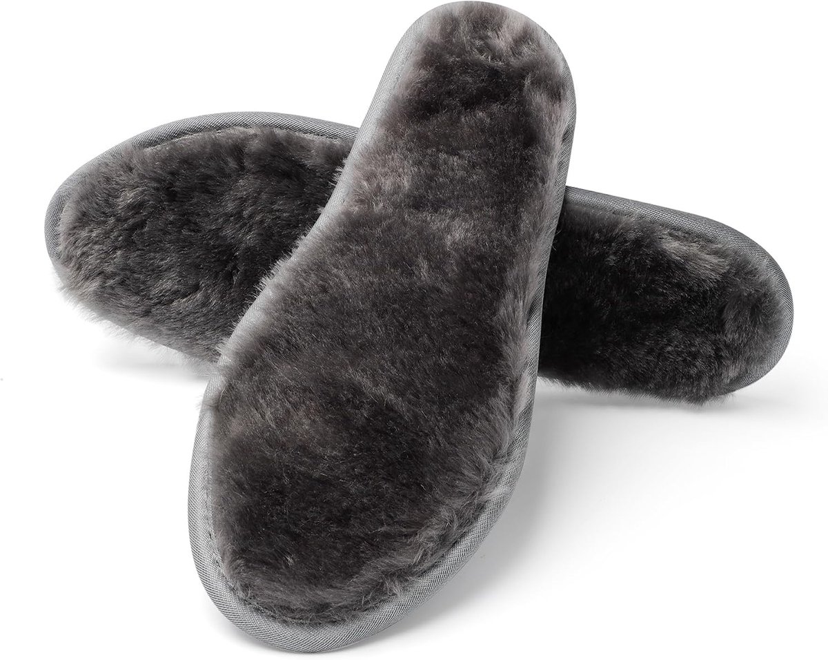 Lamsvachtinlegzolen, warme inlegzolen voor dames en heren, schapenvacht inlegzolen, winter, lamswol, comfortabele inlegzolen tegen kou, vocht, lamswol, warmtezolen voor schoenen, grijs, 45 EU