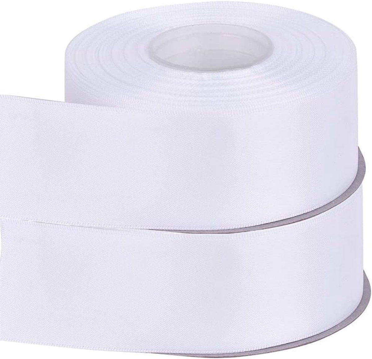 - 2 rollen 22 m satijnen lint decoratie voor bloemen, geschenken, bruiloft, feesten (breedte 4 cm, wit)