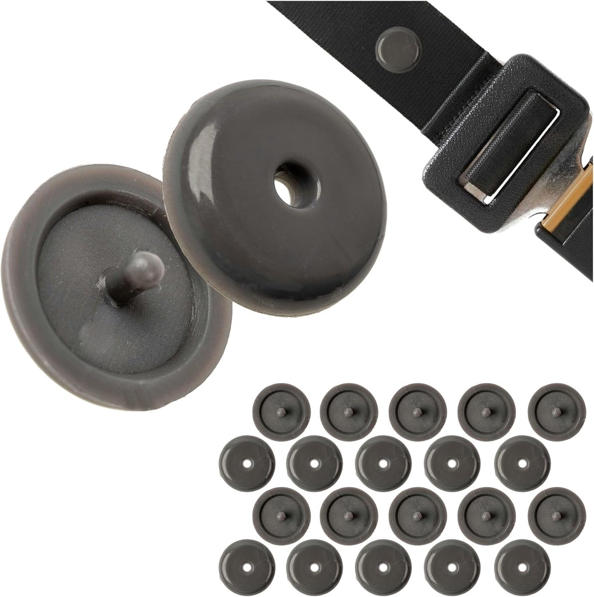 Gordelknop voor autogordel, 10 paar, hard plastic, grijs, voor veel autogordels, gordel oprolmechanisme, autogordel klinknagels, autogordel klinknagel zitting, autogordel reparatie
