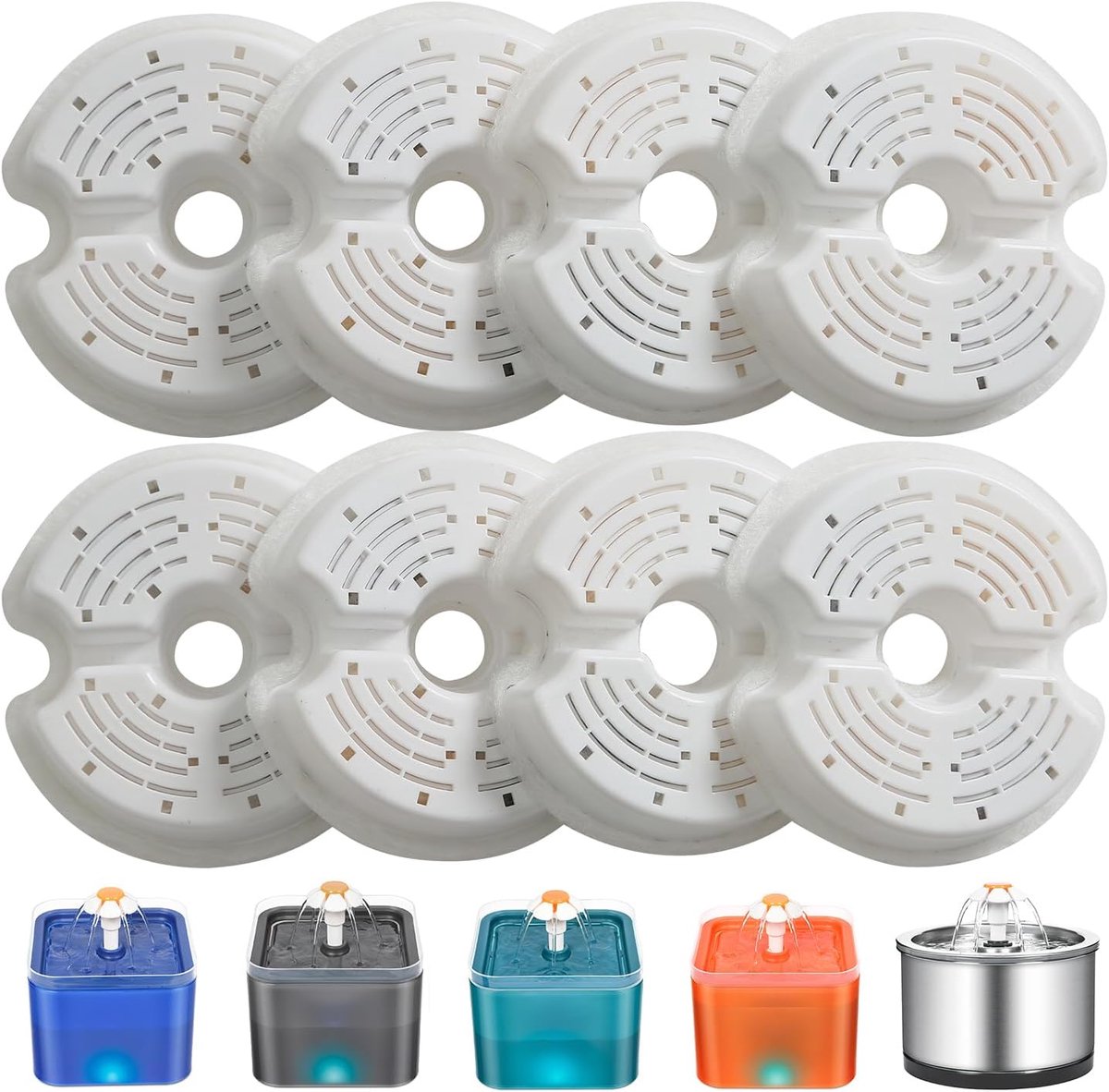 drinkfontein roestvrij staal, drinkfontein voor honden huisdier kattenfontein antislip automatische kat waterdispenser met led-nachtlampje, 4 speelgoed en 1 actief koolfilter - 2 liter