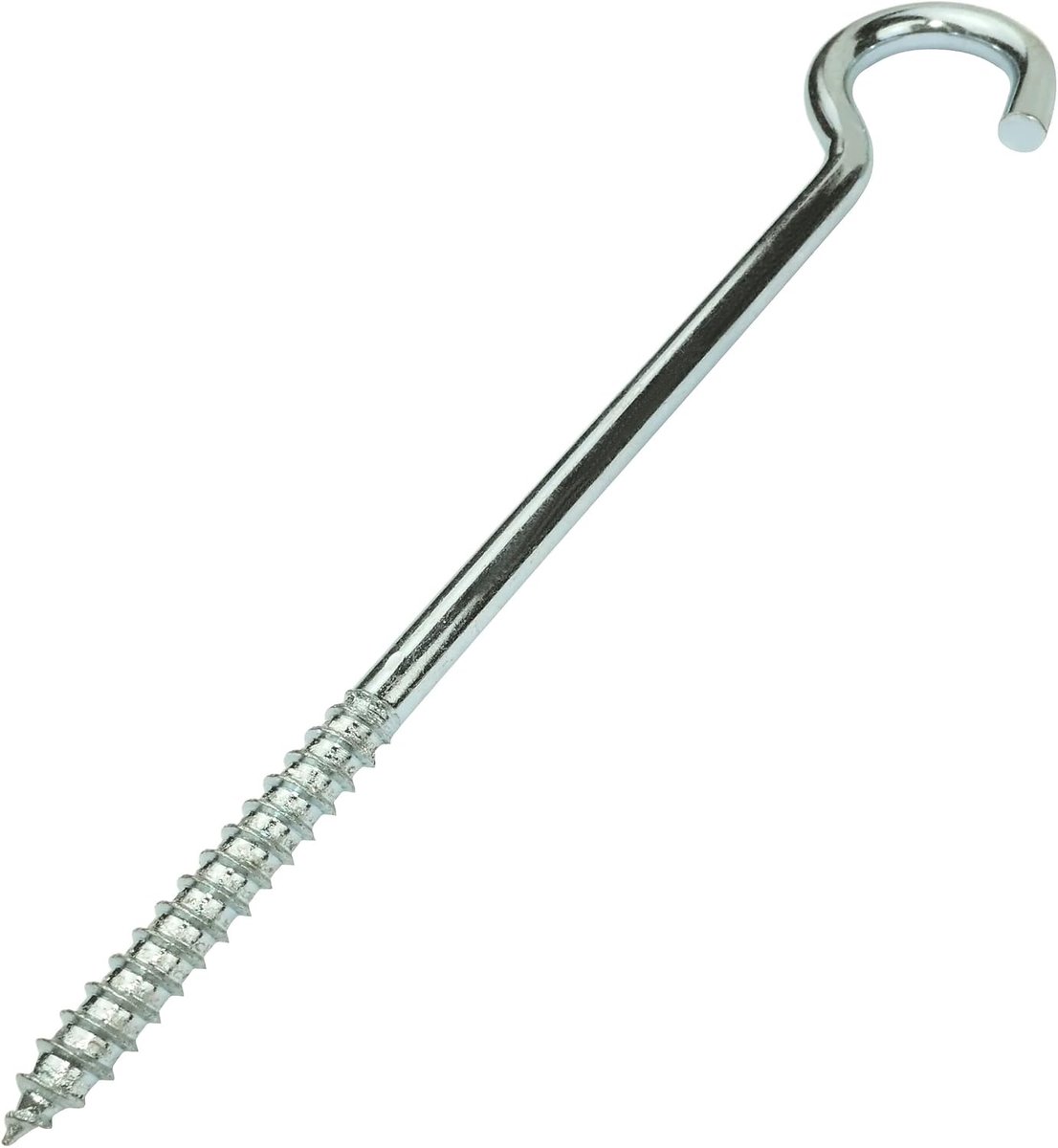 Haken schuine oogschroeven voor schroeven Ø8x140mm in de vorm "C" - open haak met zelftappende schroef - van verzinkt staal - kleur zilver