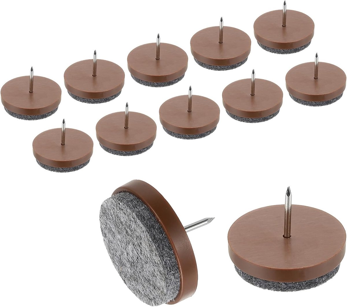 1,1 inch schroefbare meubels vilten pad, 40 stuks spijker op stoel been vloerbeschermers glijdende ronde schuifregelaar schroef-in voor stoel tafel meubels, bruin