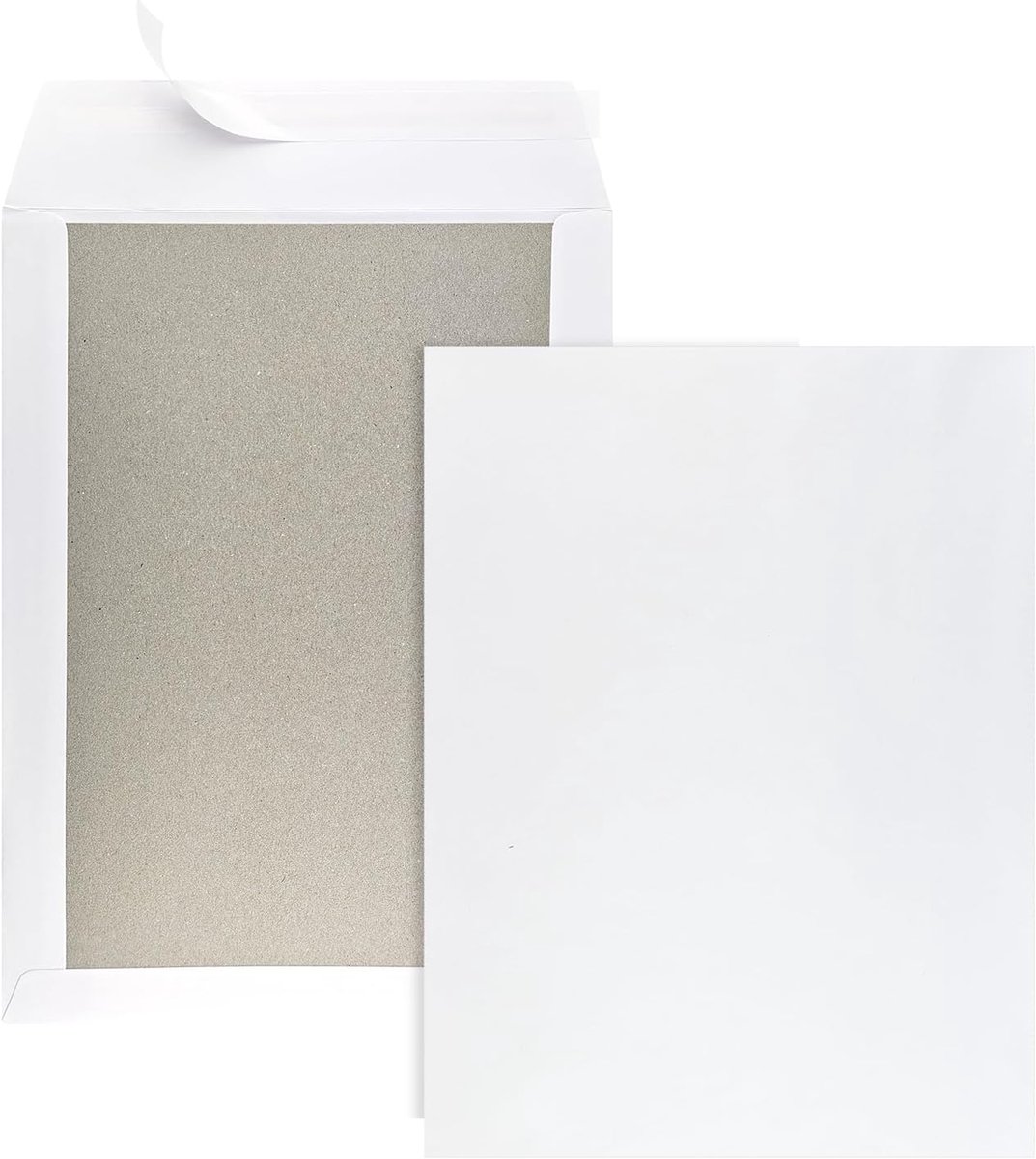 100 C4 enveloppen wit met grijse kartonnen rug 400g 229×324mm groot rechte flap drukgevoelige kleefstof met peel-off strook voor het verzenden van documenten foto certificaten