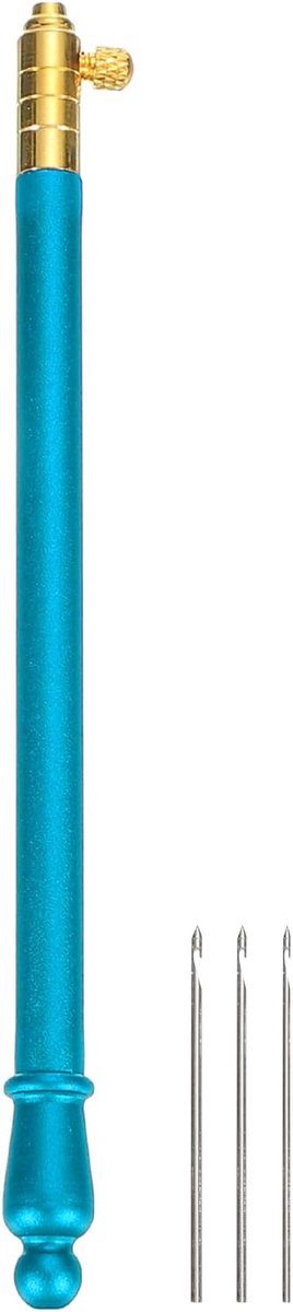 Tambour Haak Tambour Borduurwerk met 3 Naalden Ergonomische Haaknaald voor Knitter, Tambour Naald voor DIY Poppen Hoeden Handschoenen Sokken Haar Clip Blauw