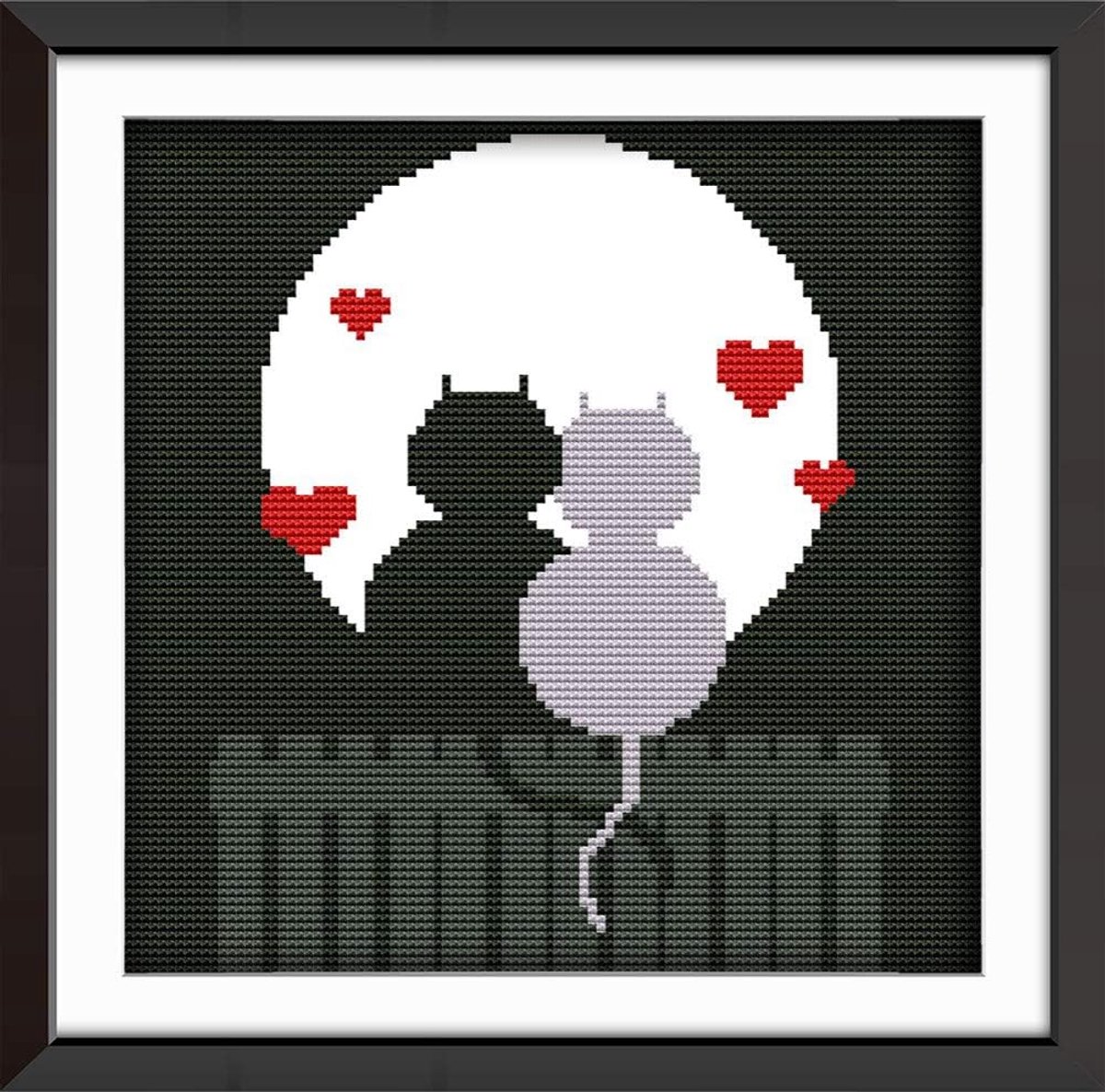 borduurwerk kruissteeksets, kattenliefde, silhouet gestempeld met bedrukt patroon, startersset (kattenliefde)