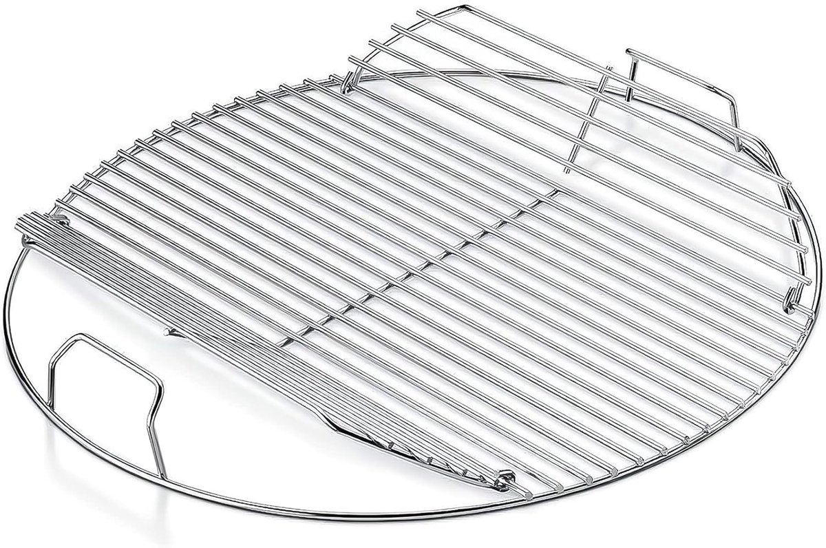 54.6CM 7436 Rond Inklapbaar Kookrooster voor Weber 57CM Houtskoolgrills One-Touch Waterkoker PCH835, Performer, Bar-B-Kettle en Master-Touch, Verchroomd Roestvrijstalen Kookrooster