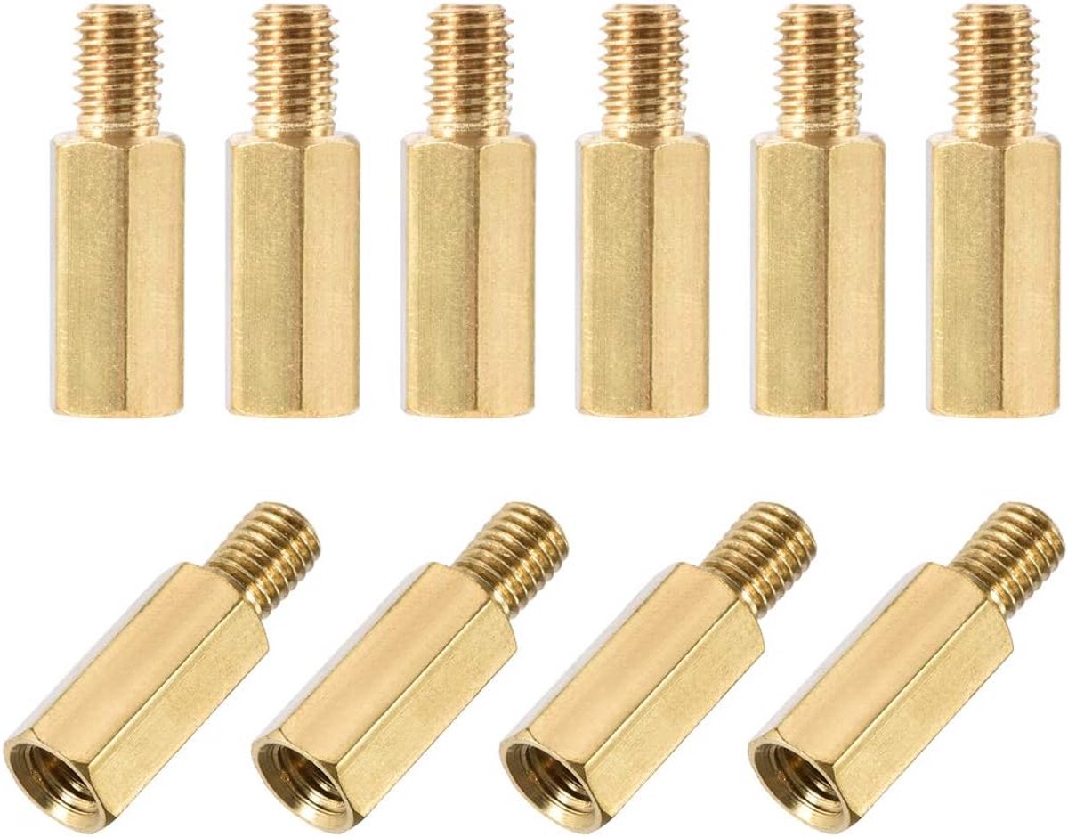 sourcing map 20 stuks hex-spacer, mannelijk en vrouwelijk, afstandhouders, M5 x 15 mm + 7 mm messing moederbord voor FPV drone, quadcopter, computer en printplaat