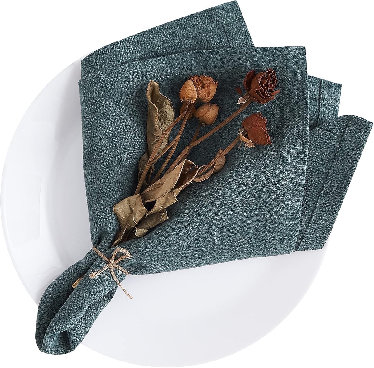 Stoffen servetten, set van 6, 40 x 40 cm, wasbaar, zacht, duurzame tafelservetten, 80% linnen, 20% katoen, servetten voor feestjes, Kerstmis, Thanksgiving, bruiloften