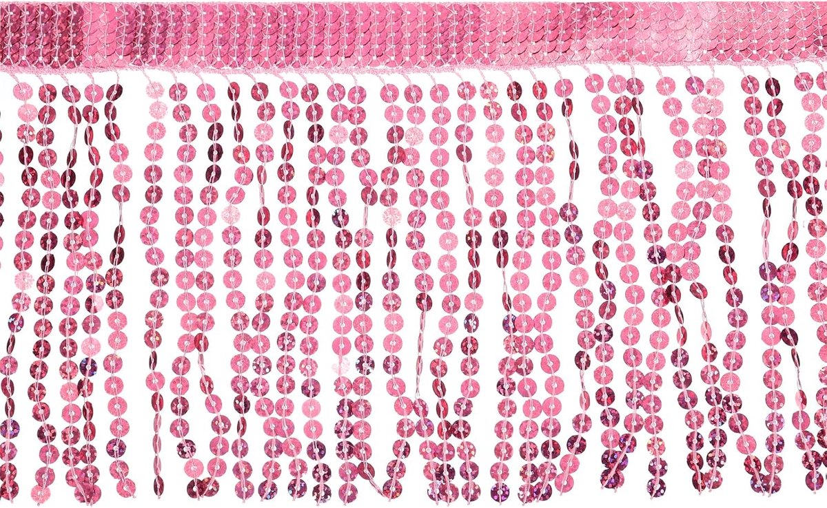 1 meter 15 cm paillettenrand, pailletten kant sprankelende franjes kwastlint voor DIY Latijns-Amerikaanse dansjurk kleding naaien handwerk decoratie (Roze)