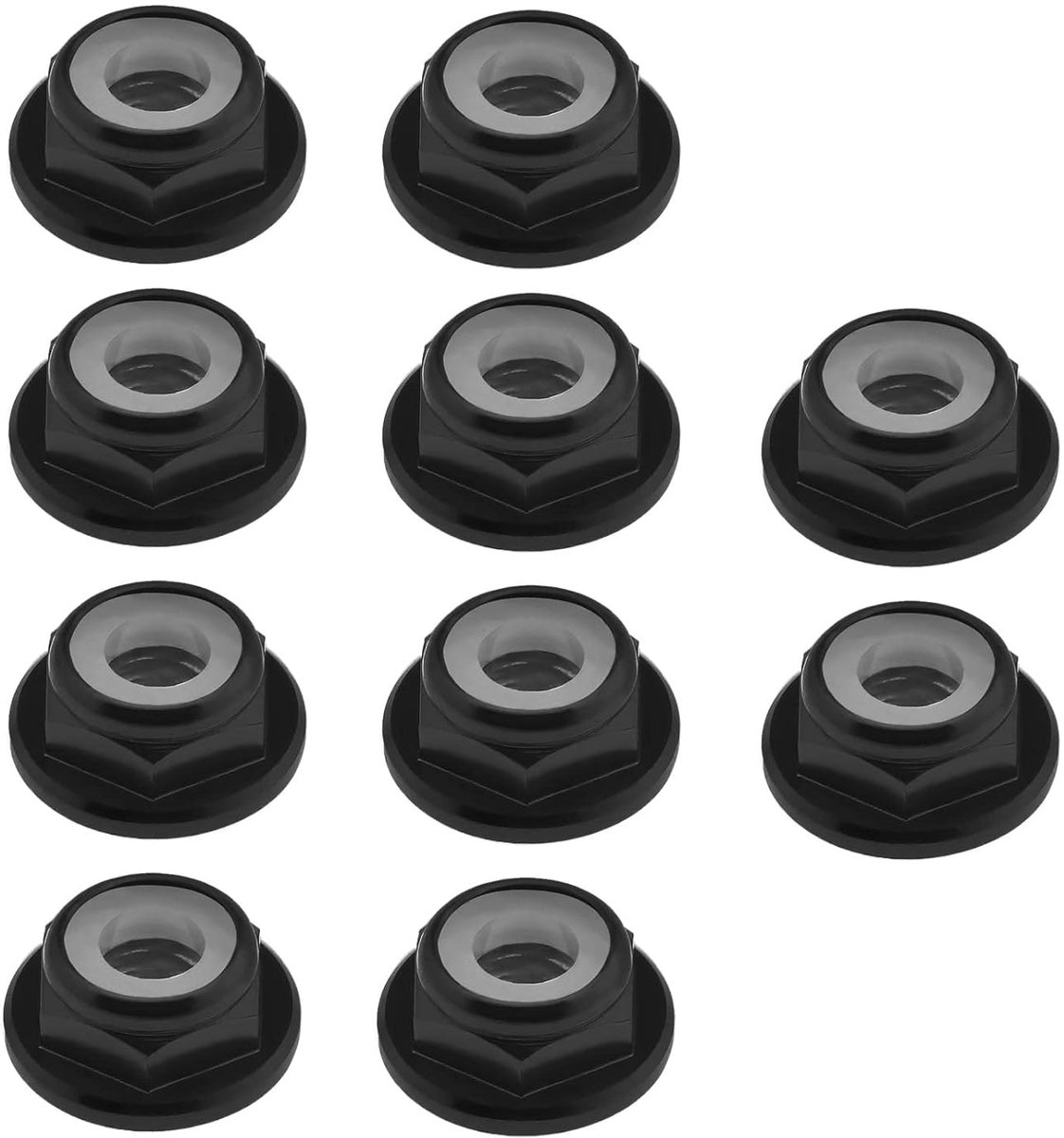 10Pcs M4 Flens Moeren Aluminium Nylon Insert Self-Lock Hex Moeren voor 1/10 Schaal RC Auto Truck Buggy Crawler Wielen Onderdelen Zwart