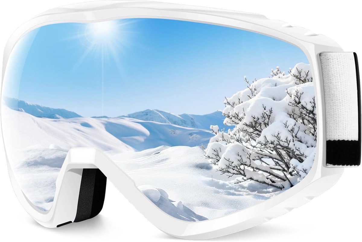 Skibril voor dames en heren, jeugd en tieners, snowboardbril over bril, compatibele helm, anti-condens uv-bescherming, antireflectie skibril, voor skiën, snowboarden