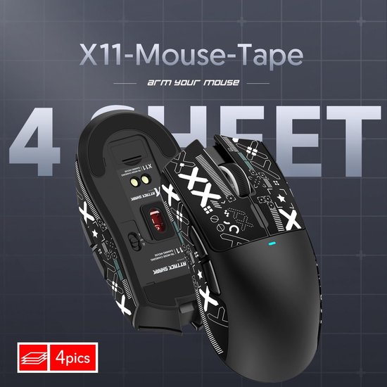 SHARK X11 Antislip griptape voor muis, professionele muizen-upgradeset, zweetbestendig, op maat gesneden, eenvoudig te gebruiken, alleen muisgriptape, muis niet inbegrepen van shark — afbeelding 3