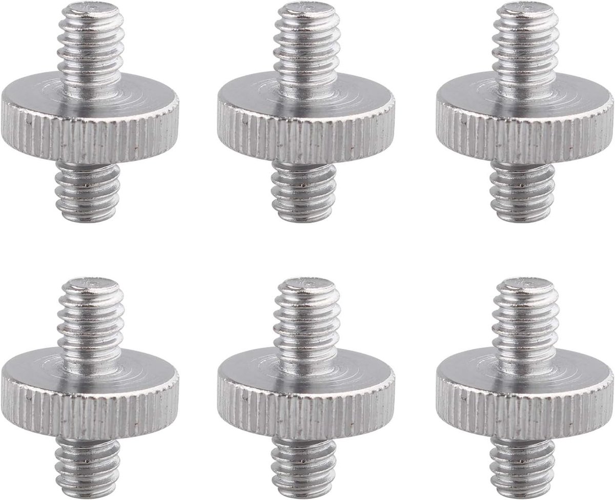 6 Stks 1/4 inch Mannelijke naar 1/4 inch Mannelijke Metalen Schroefadapter Statief Schroefconverter voor Camera, Statief, Monopod, Schouderrand, Lichtstandaard, Camera kooi