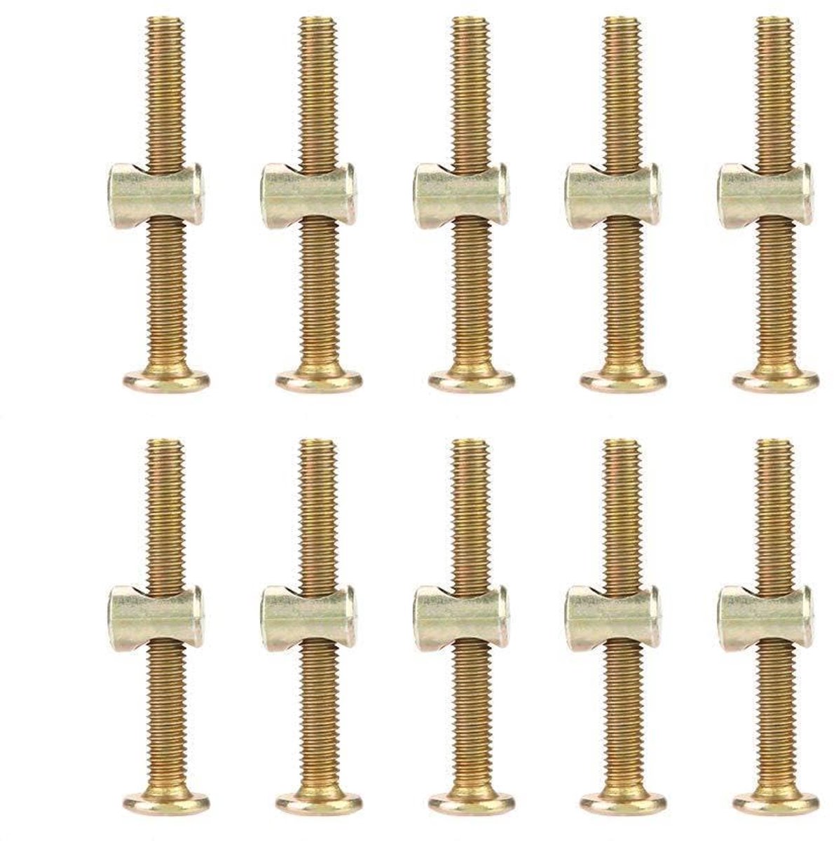 10 STKS M6 Bout Koolstofstaal 50mm Meubels Bouten Schroeven Met 6mm Vat Noten Connector Sluiting Cam Fittingen met Deuvel en Voorgeplaatst Moer
