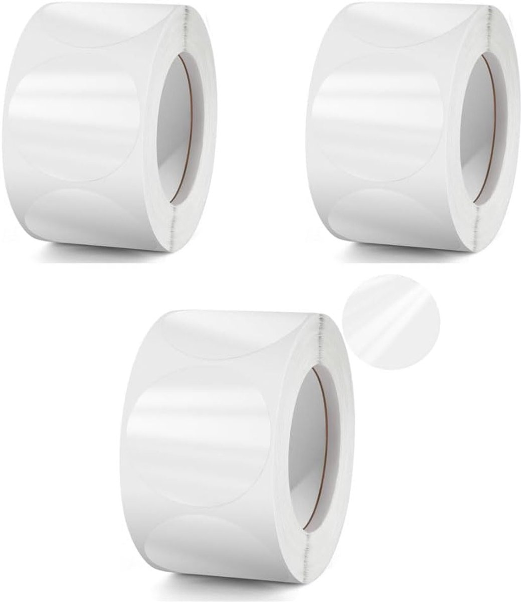 stickers, 2 delen, 1500 stuks, ronde zelfklevende stippen, 25 mm zelfklevende code-etiketten voor schoolkalenders, kantoor, kunst (transparant)