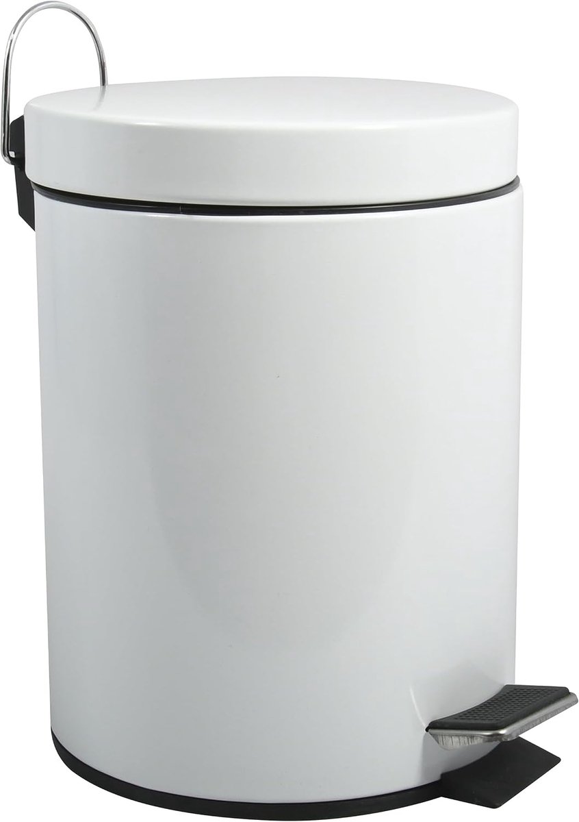 - Cosmetische Afvalbak Voor In De Badkamer - Roestvrij Staal Met Verwijderbare Binnenemmer - Elegante Pedaalemmer - Compact en Praktisch - Wit - 5L