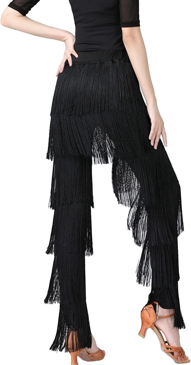 Latijnbroek voor vrouwen met kwast voor professionele volwassenen franjes Rumba Tango maat S-4XL