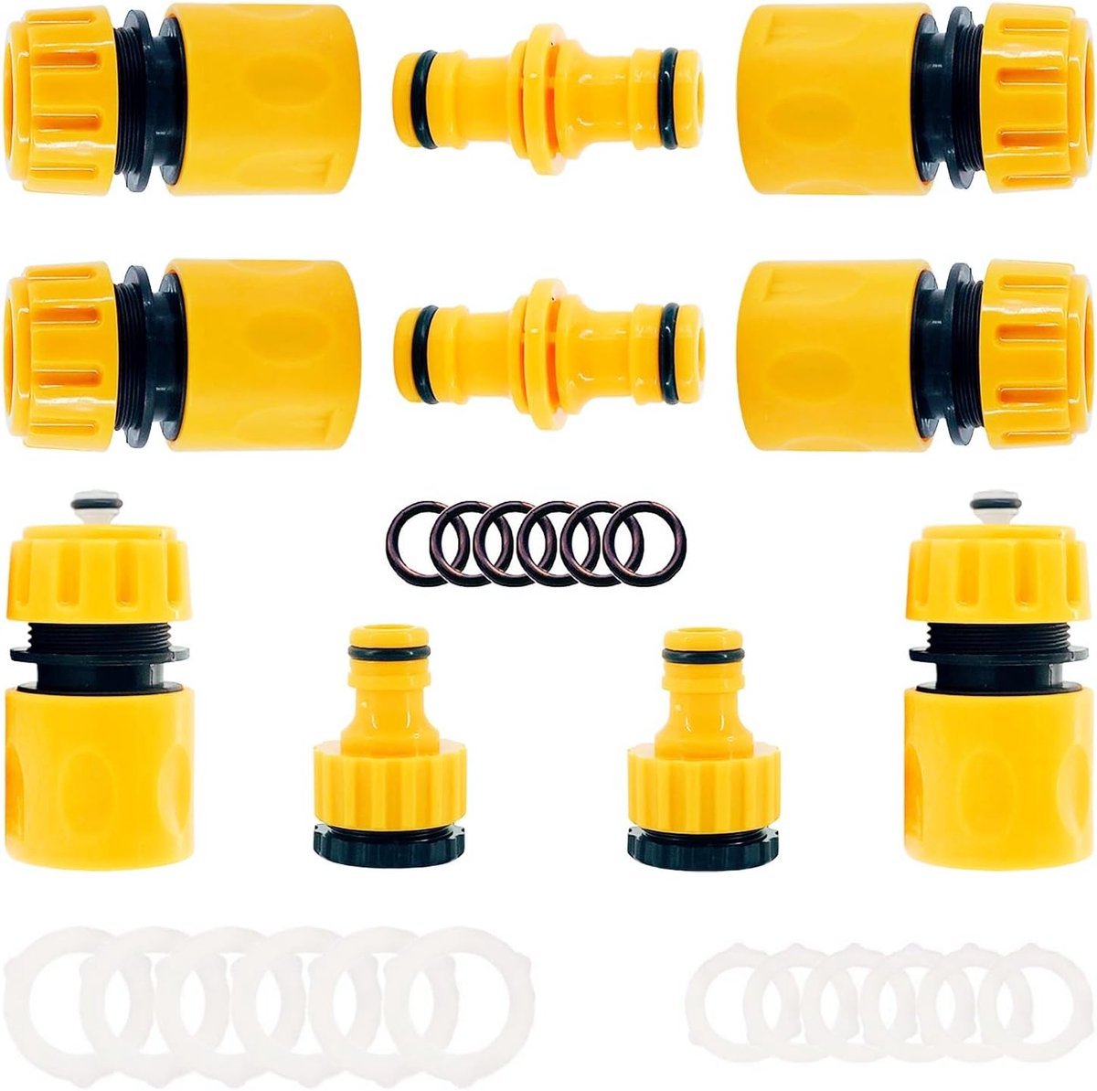 tuinslang, accessoires, 1/2 inch, slangaansluitset met slangconnector, tweewegkoppeling, Y-verdeling, waterkraanaansluiting voor tuinslang, snelle aansluiting