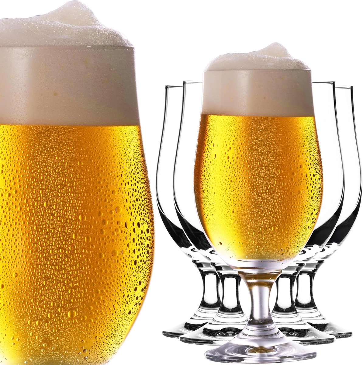 Bierbeker 300 ml (max. 400 ml) set 6-delige bierglazen van Crystalline glas bierkelk biertulpen 0,3L
